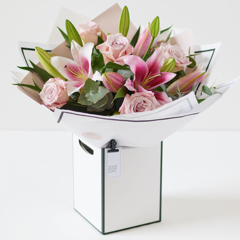 Beautifully Simple Pink Rose And Lily Bouquet. / 501582