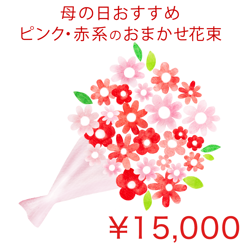 母の日用ピンク・赤系のおまかせ花束 Basic 商品金額オプションあり/ RO01HBM